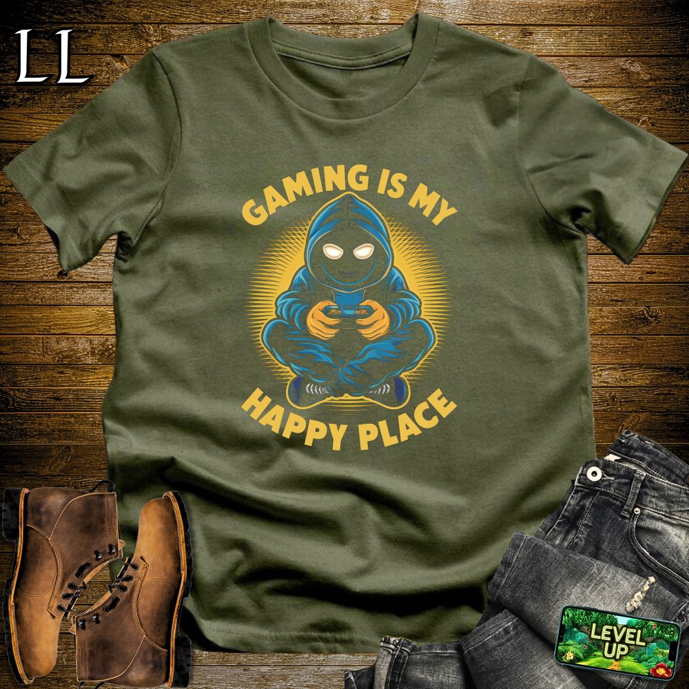 Gaming Is My Happy Place Softstyle Tee - Military Green - LegacyLayers