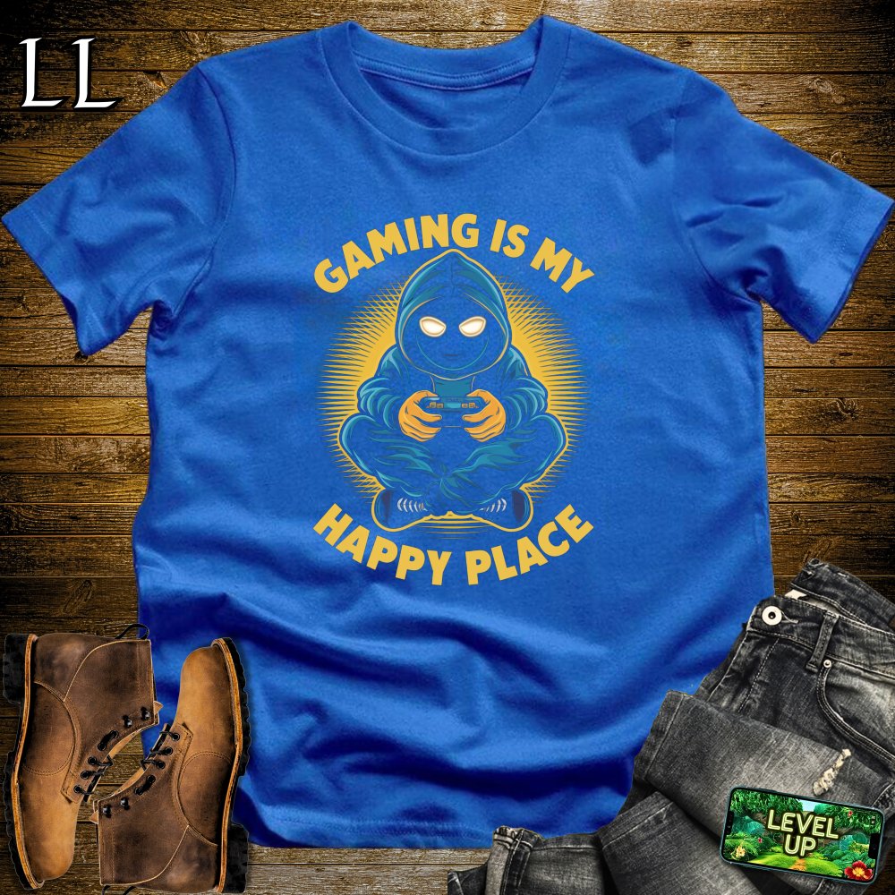 Gaming Is My Happy Place Softstyle Tee - Royal - LegacyLayers