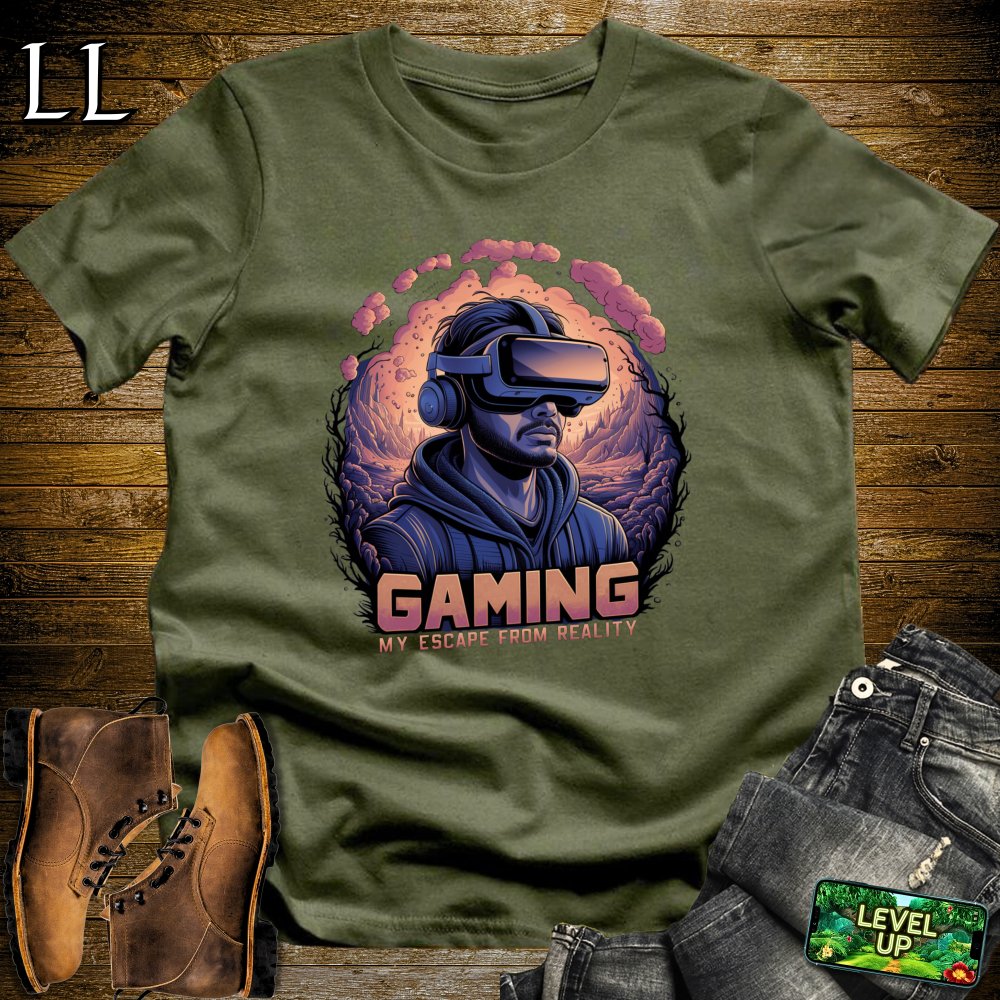 Gaming My Escape From Reality Softstyle Tee - Military Green - LegacyLayers