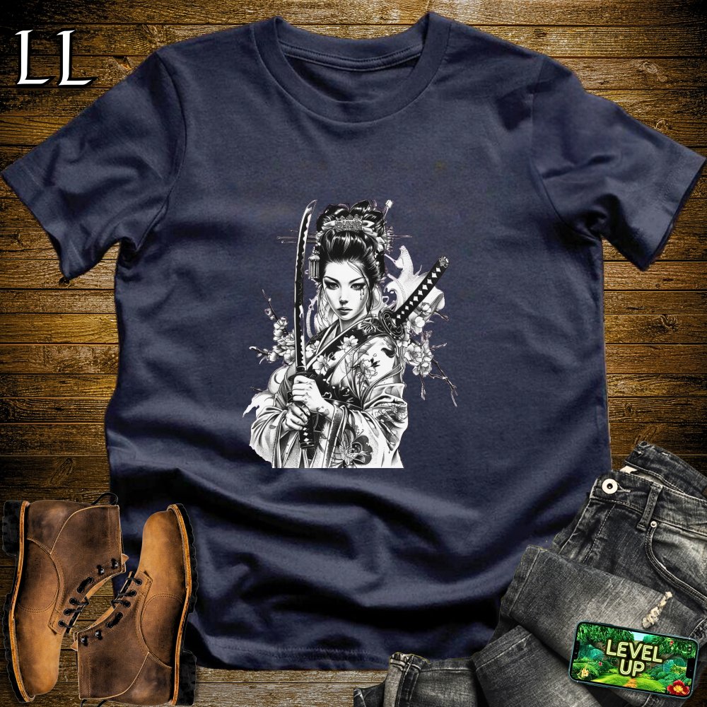 Geisha Samurai Navy | Elegant Warrior Tee