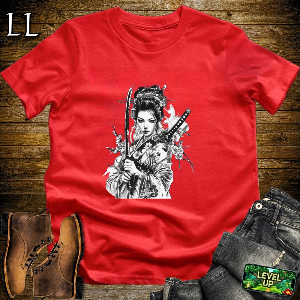Geisha Samurai Red | Elegant Warrior Tee