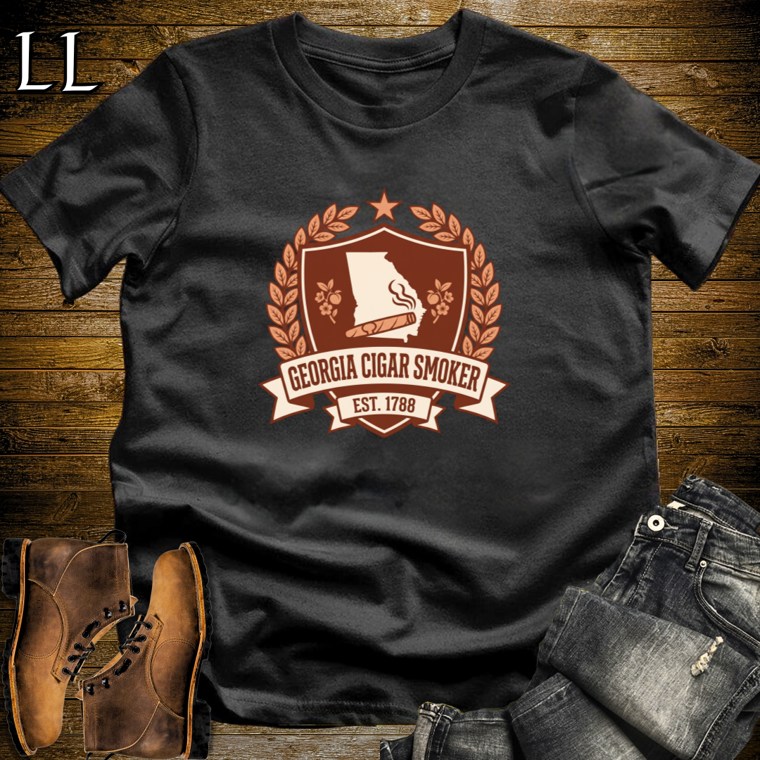 Georgia Cigar Smoker Shield T-Shirt Black | Crest Cigar Gift