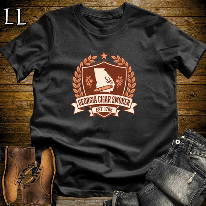 Georgia Cigar Smoker Shield T-Shirt Black | Crest Cigar Gift