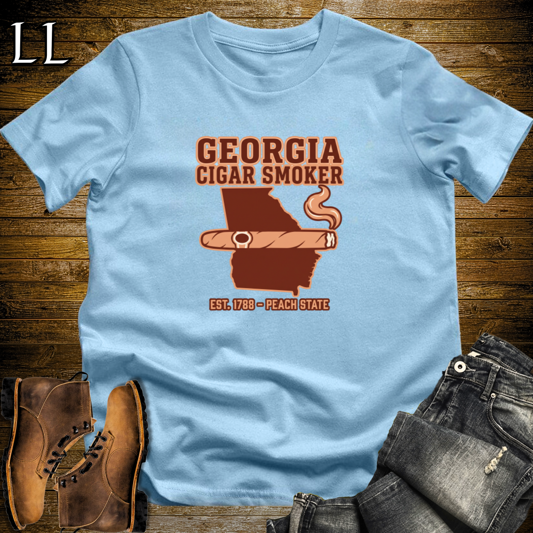 Georgia Cigar Smoker T-Shirt Light Blue | Peach State Cigar Gift