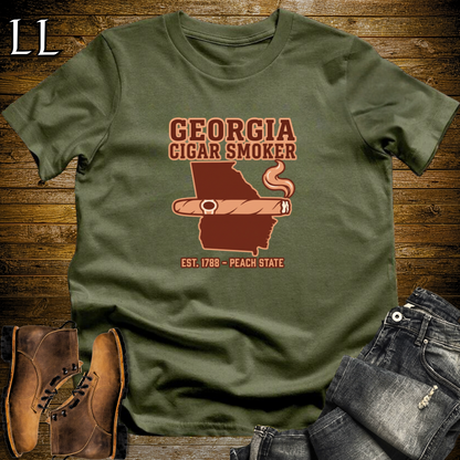 Georgia Cigar Smoker T-Shirt Military Green | Peach State Cigar Gift