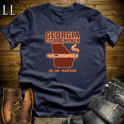 Georgia Cigar Smoker T-Shirt Navy | Peach State Cigar Gift