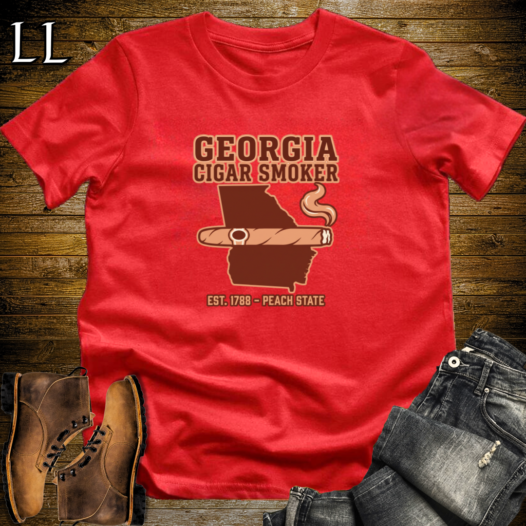Georgia Cigar Smoker T-Shirt Red | Peach State Cigar Gift