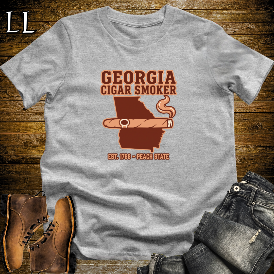 Georgia Cigar Smoker T-Shirt Sport Grey | Peach State Cigar Gift