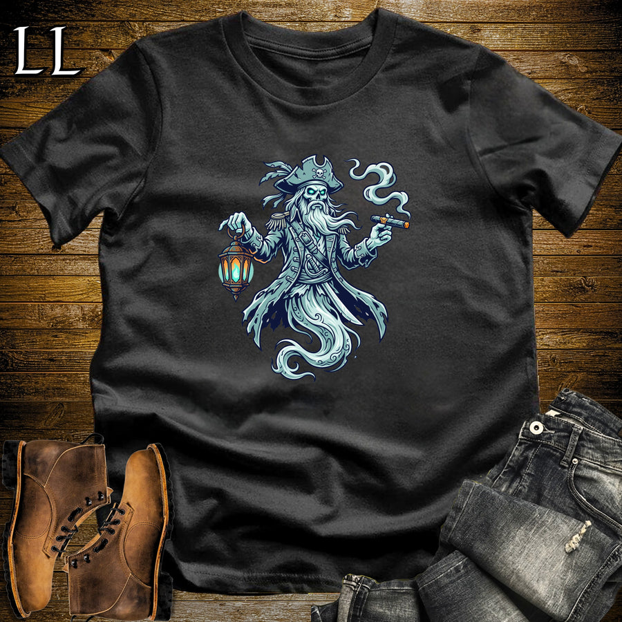 Ghost Pirate Captain Cigar T-Shirt Black | Halloween Cigar Shirt