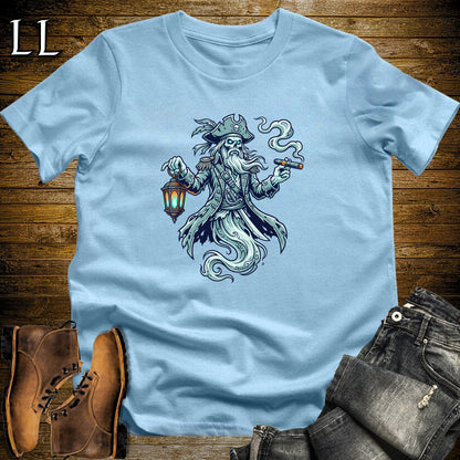 Ghost Pirate Captain Cigar T-Shirt Light Blue | Halloween Cigar Shirt