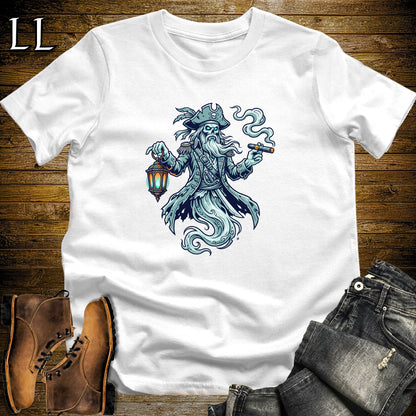 Ghost Pirate Captain Cigar T-Shirt White | Halloween Cigar Shirt