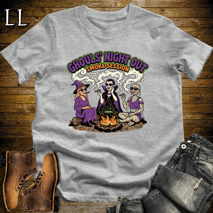 Ghouls' Night Out Lady Ghouls Fire Pit Cigar White Woman T-Shirt Sport Grey | Halloween Cigar Tee for Her