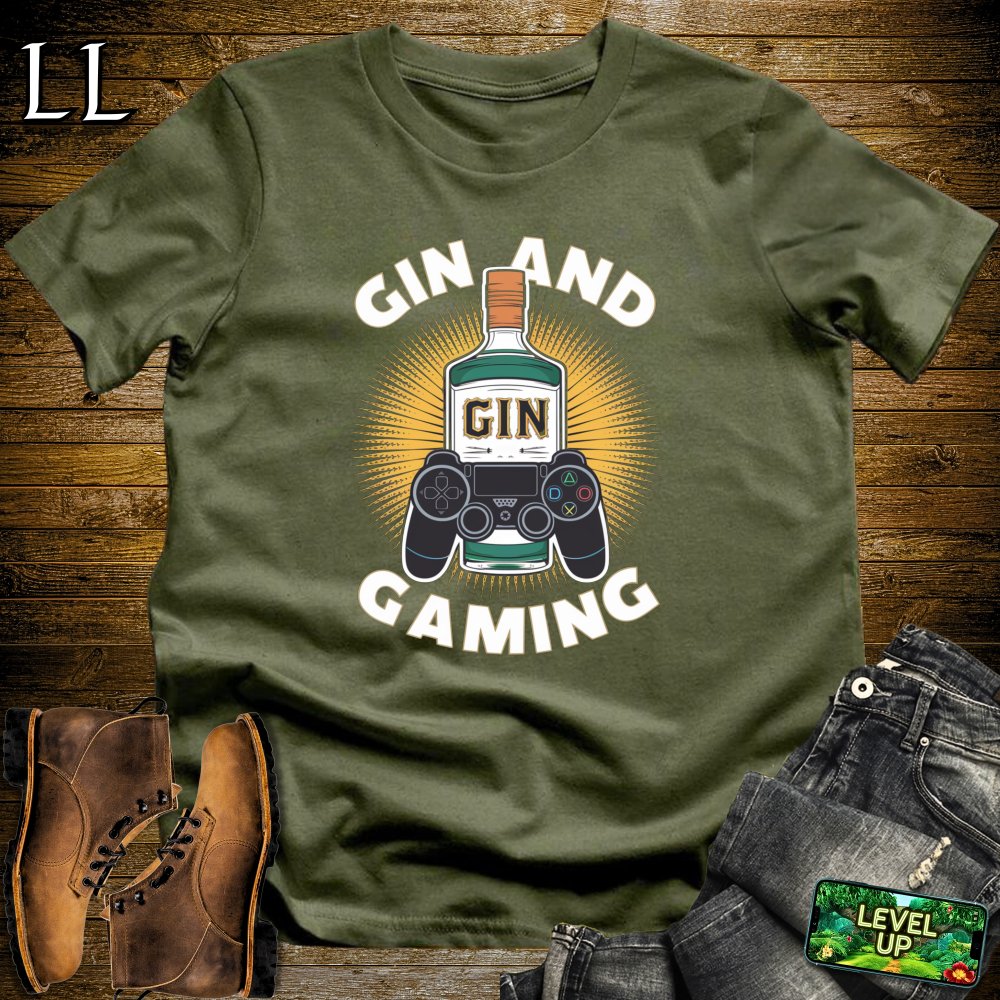 Gin and Gaming Softstyle Tee - Military Green - LegacyLayers