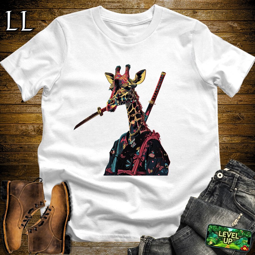 Giraffe Samurai White | Grace & Strength Tee