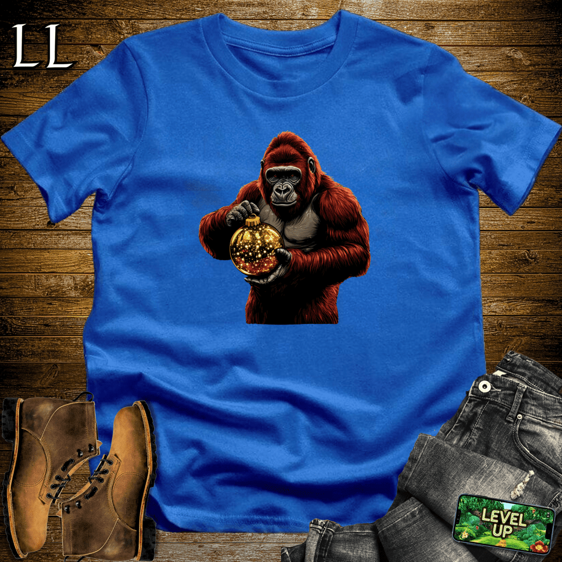 Gold Ornament Gorilla Softstyle Tee - Royal - LegacyLayers