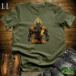 Golden Hair Powerup Gorilla Military Green | Powerup Graphic Tee