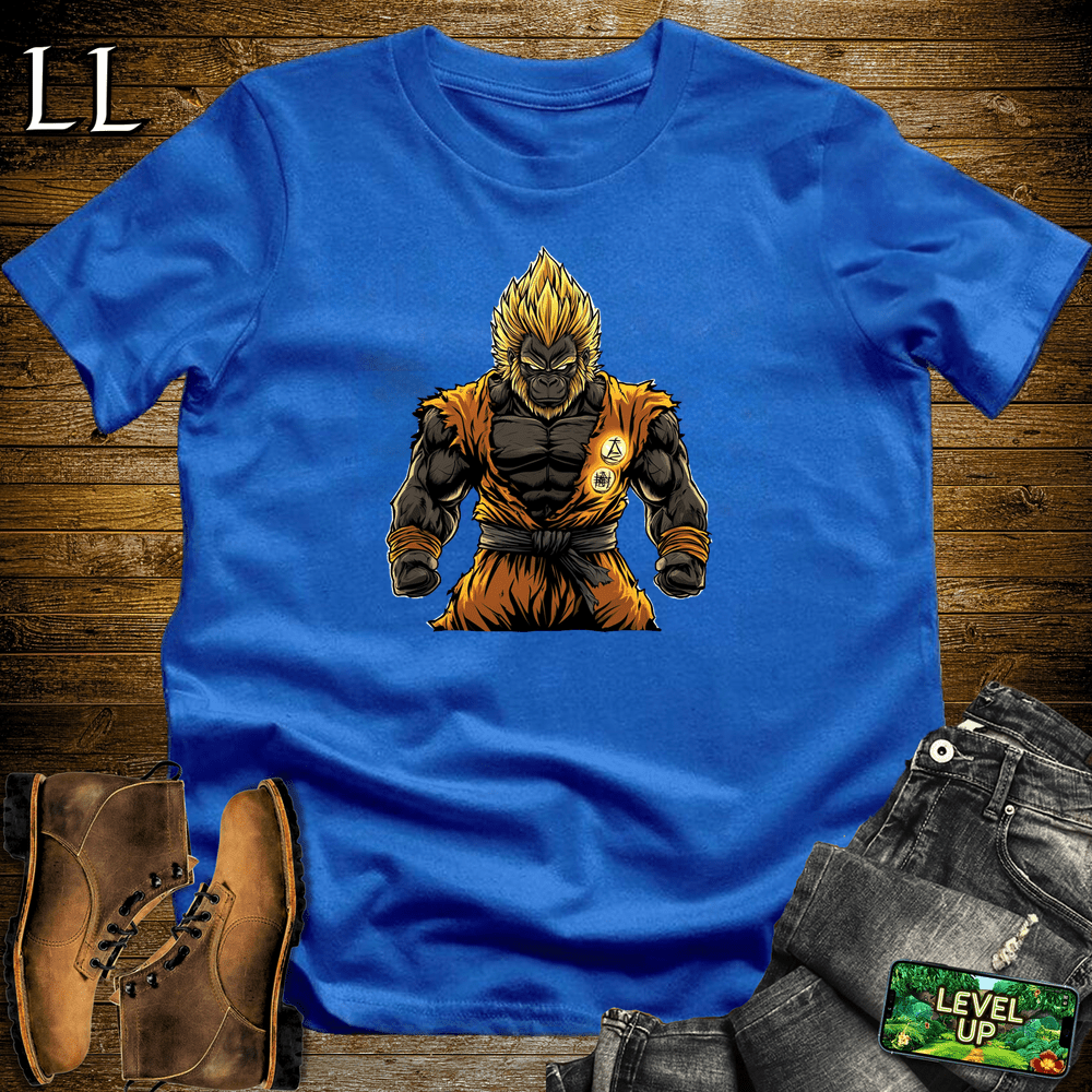 Golden Hair Powerup Gorilla Royal | Powerup Graphic Tee