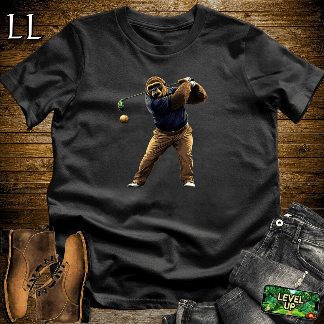 Golf Gorilla Softstyle Tee Black | Golfer Shirt