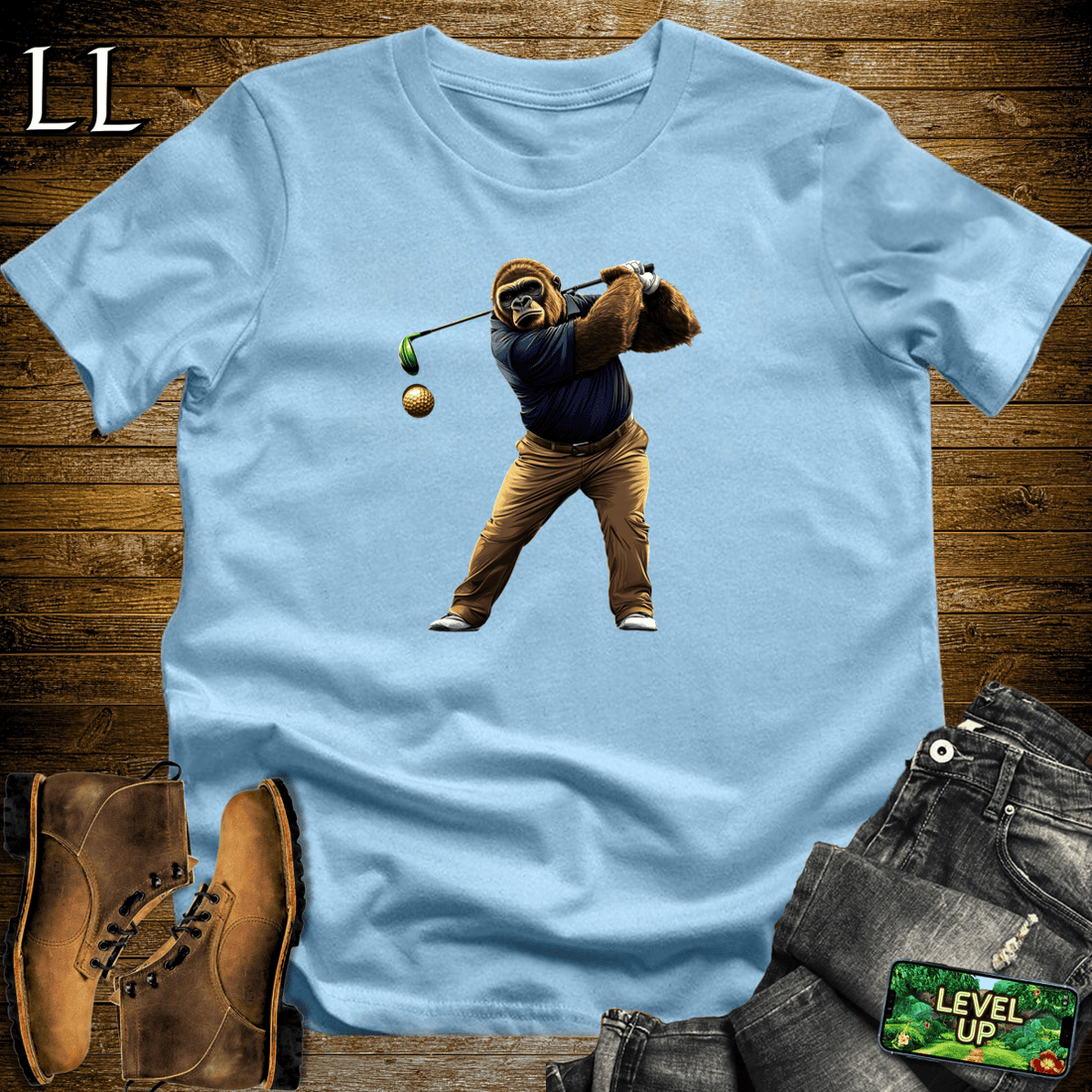 Golf Gorilla Softstyle Tee Light Blue | Golfer Shirt