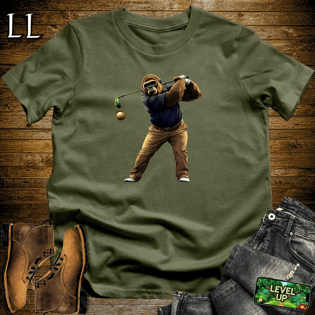 Golf Gorilla Softstyle Tee Military Green | Golfer Shirt