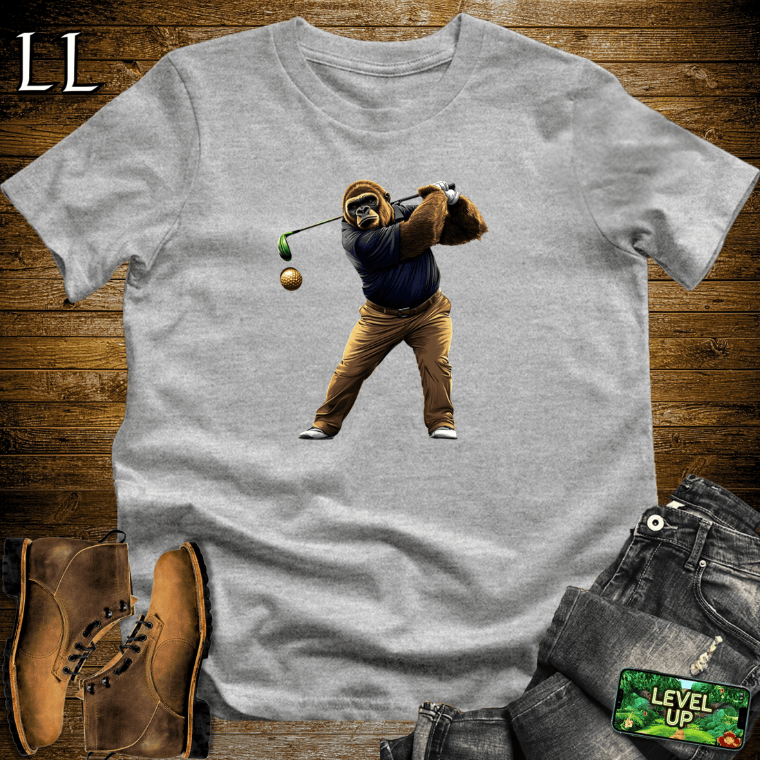 Golf Gorilla Softstyle Tee Sport Grey | Golfer Shirt