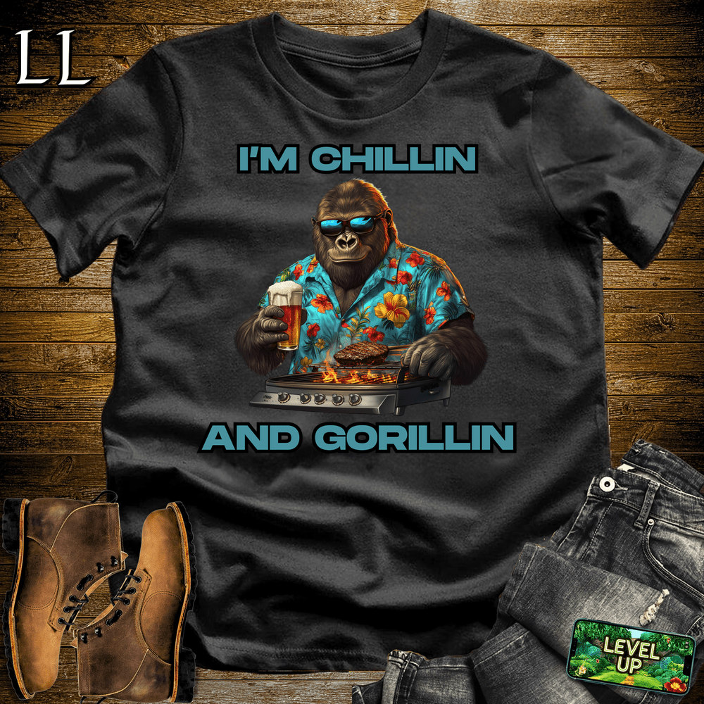 Gorilla Chillin And Gorillin Black | Funny Gorilla Tee
