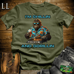 Gorilla Chillin And Gorillin Military Green | Funny Gorilla Tee