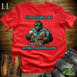 Gorilla Chillin And Gorillin Red | Funny Gorilla Tee