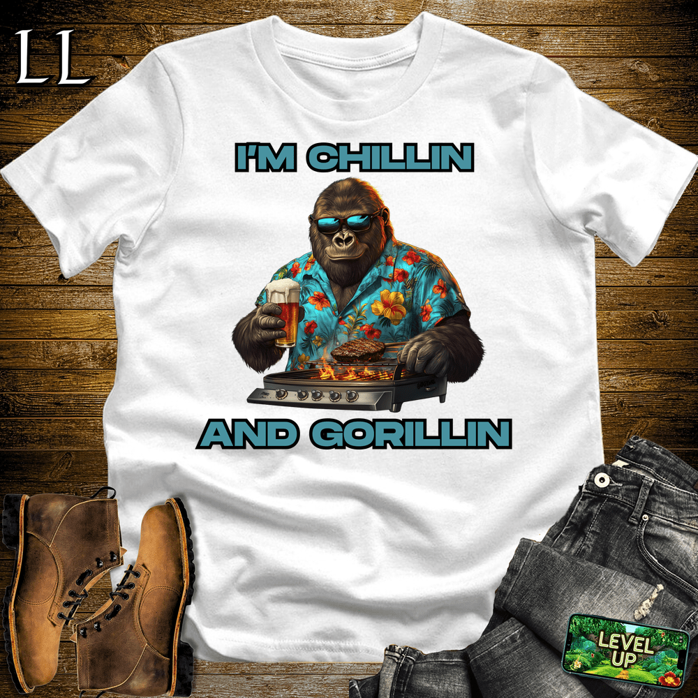 Gorilla Chillin And Gorillin White | Funny Gorilla Tee