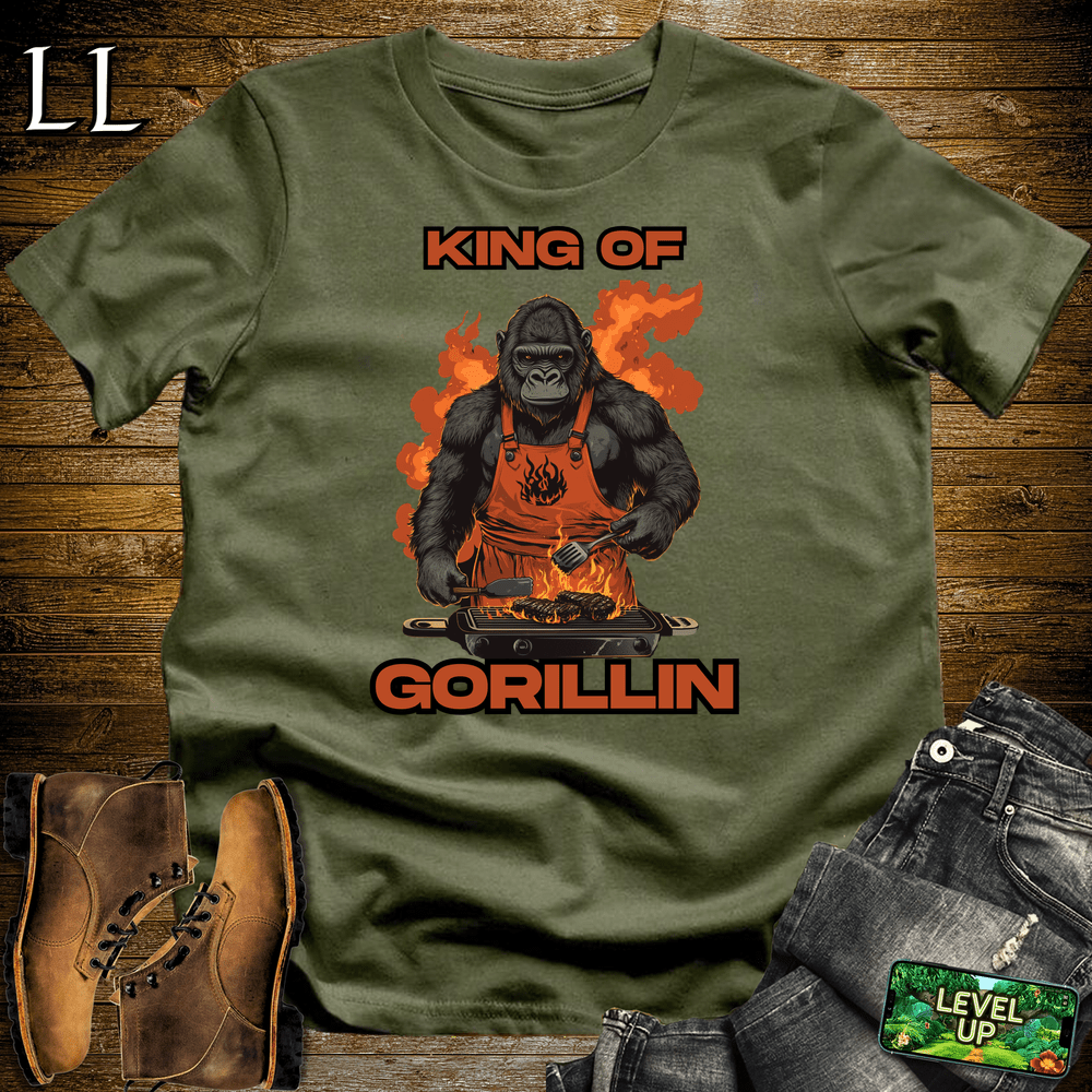 Gorilla King Gorillin Military Green | Funny Gorilla King Tee