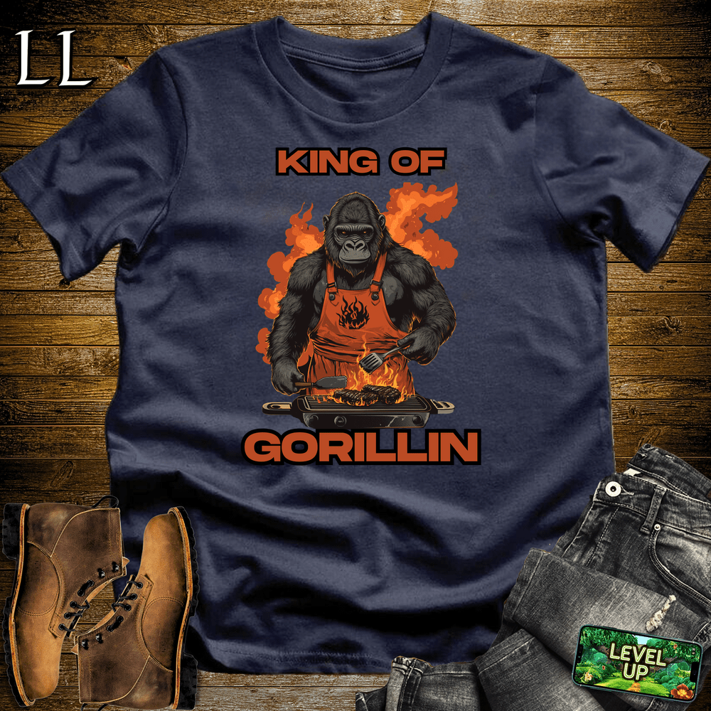 Gorilla King Gorillin Navy | Funny Gorilla King Tee