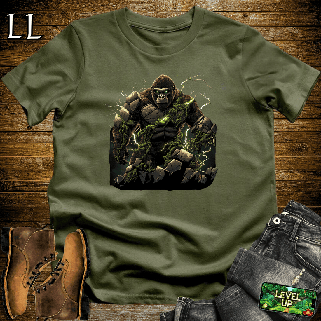 Gorilla of the Vines Military Green | Wine Shirt