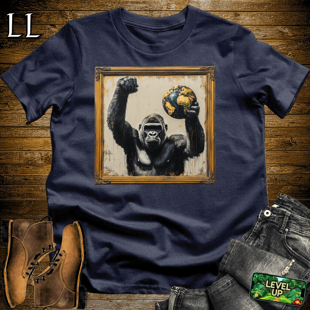 Gorilla World Art Navy | Art Wildlife Artistic Shirt