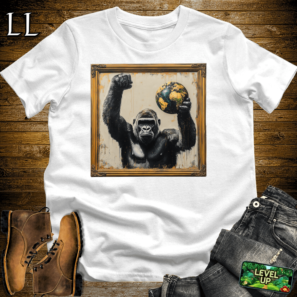 Gorilla World Art White | Art Wildlife Artistic Shirt