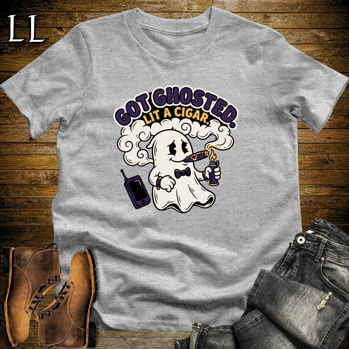 Got Ghosted Sad Ghost Torch Lighter Cigar T-Shirt Sport Grey | Sad Ghost Cigar Halloween Tee