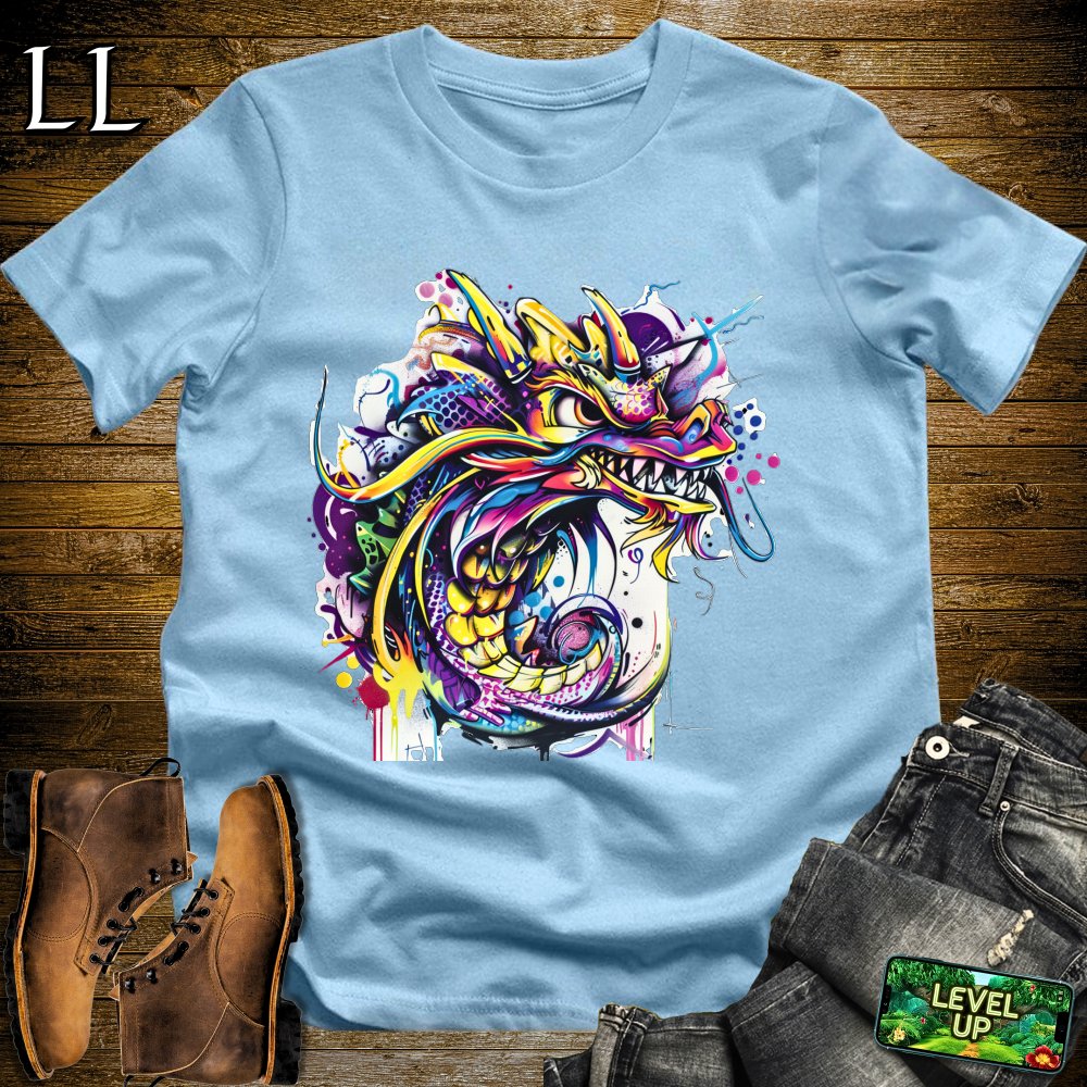 Graffiti Dragon Softstyle Tee - Light Blue - LegacyLayers