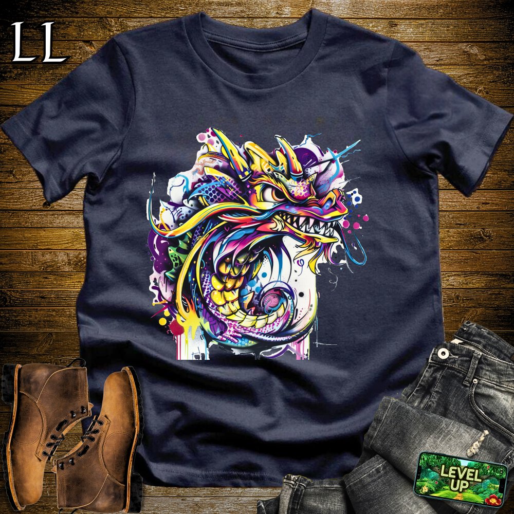 Graffiti Dragon Softstyle Tee - Navy - LegacyLayers