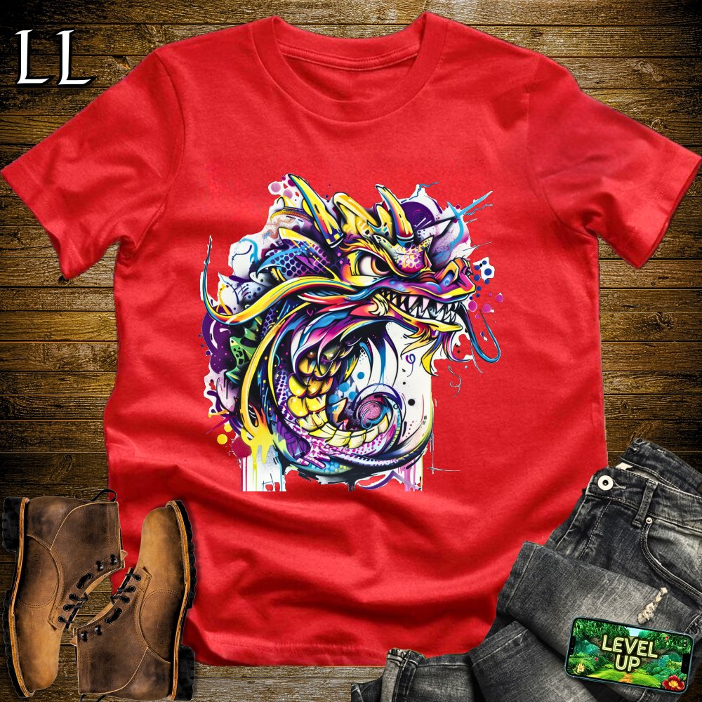 Graffiti Dragon Softstyle Tee - Red - LegacyLayers