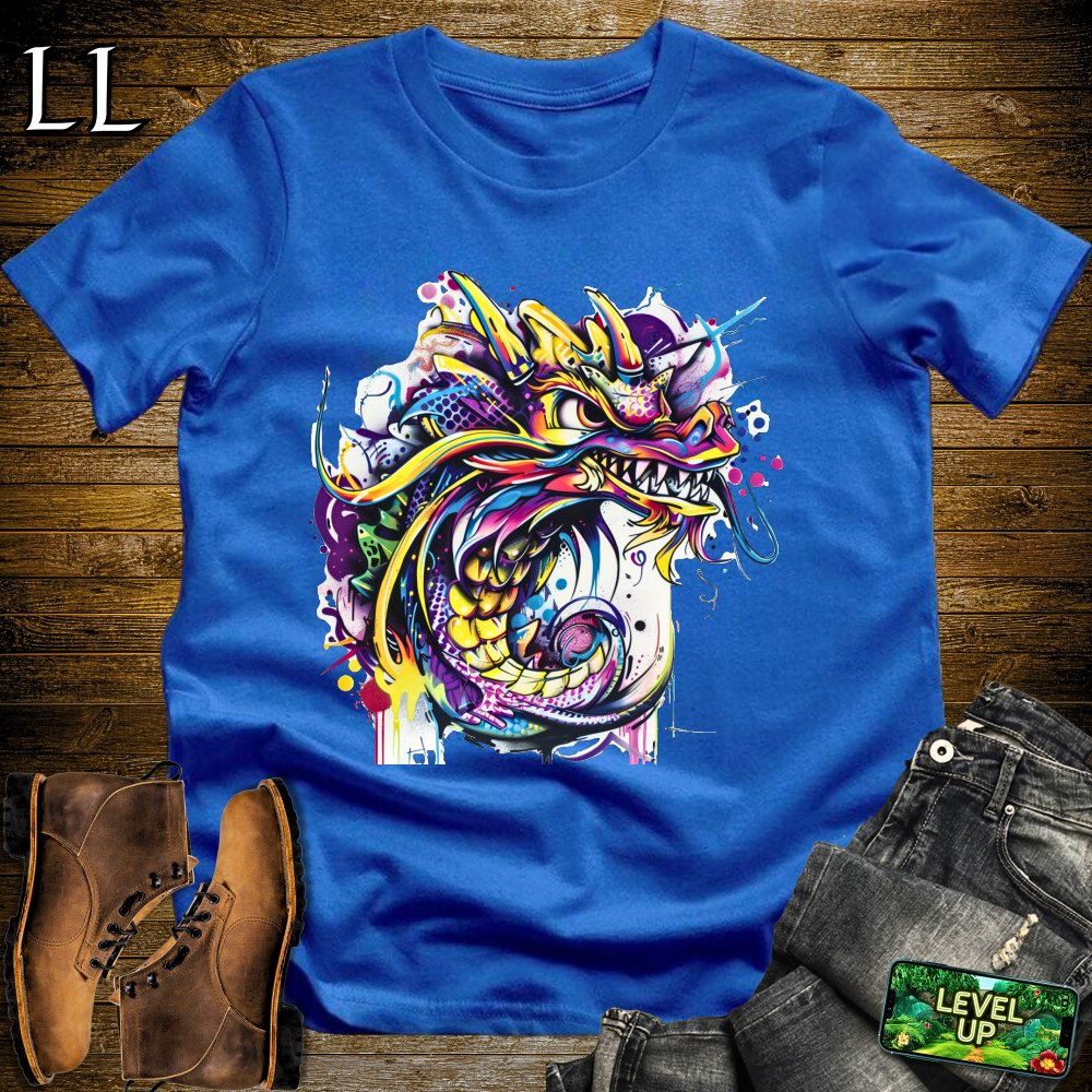 Graffiti Dragon Softstyle Tee - Royal - LegacyLayers