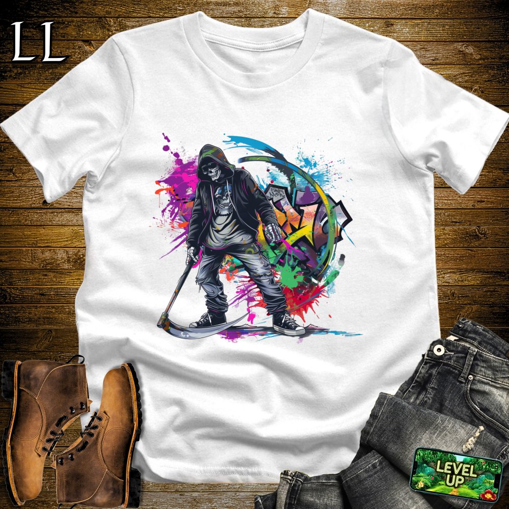 Graffiti Grim Reaper Softstyle Tee - White - LegacyLayers