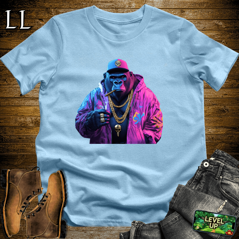 Graffiti King Cigar Gorilla Light Blue | Gorilla Graphic Tee