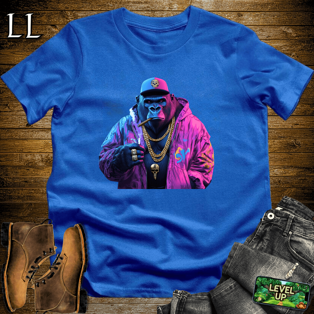 Graffiti King Cigar Gorilla Royal Blue | Gorilla Graphic Tee