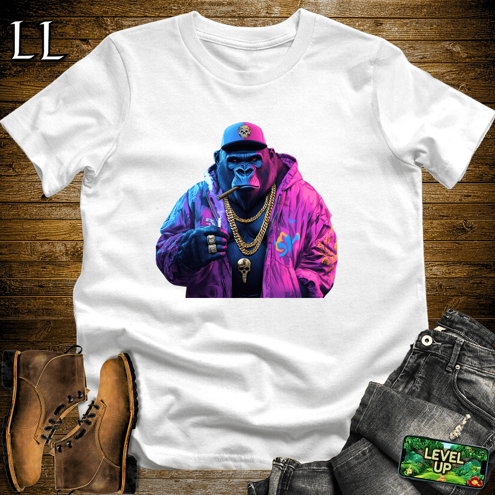 Graffiti King Cigar Gorilla White | Gorilla Graphic Tee