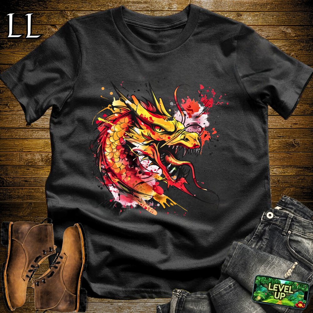 Graffiti Style Dragon Softstyle Tee - Black - LegacyLayers