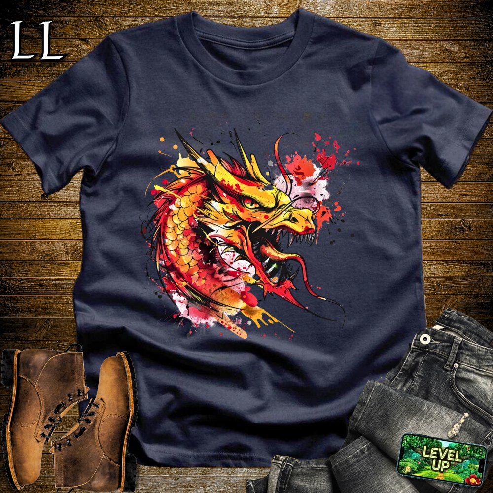 Graffiti Style Dragon Softstyle Tee - Navy - LegacyLayers