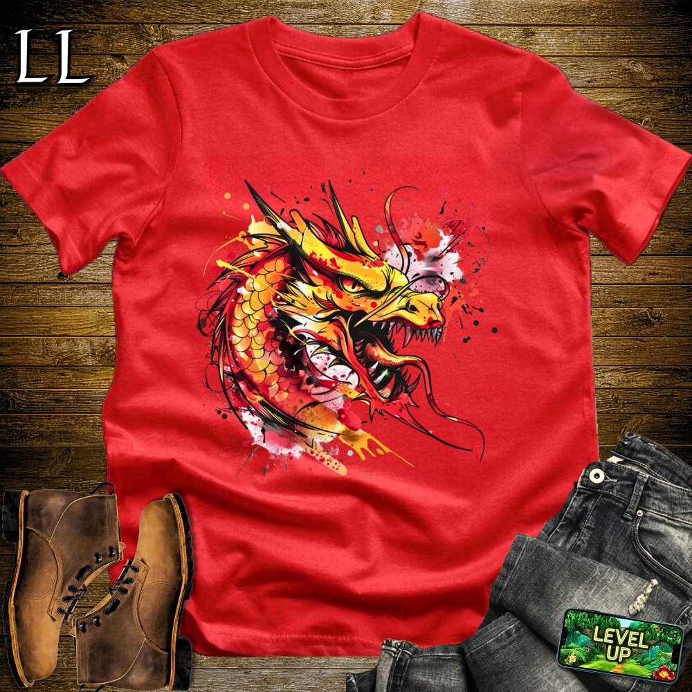 Graffiti Style Dragon Softstyle Tee - Red - LegacyLayers