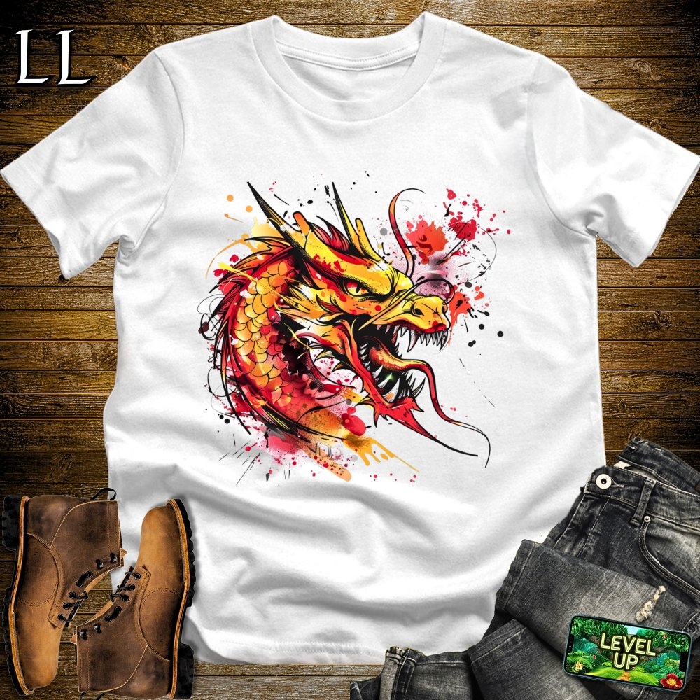 Graffiti Style Dragon Softstyle Tee - White - LegacyLayers