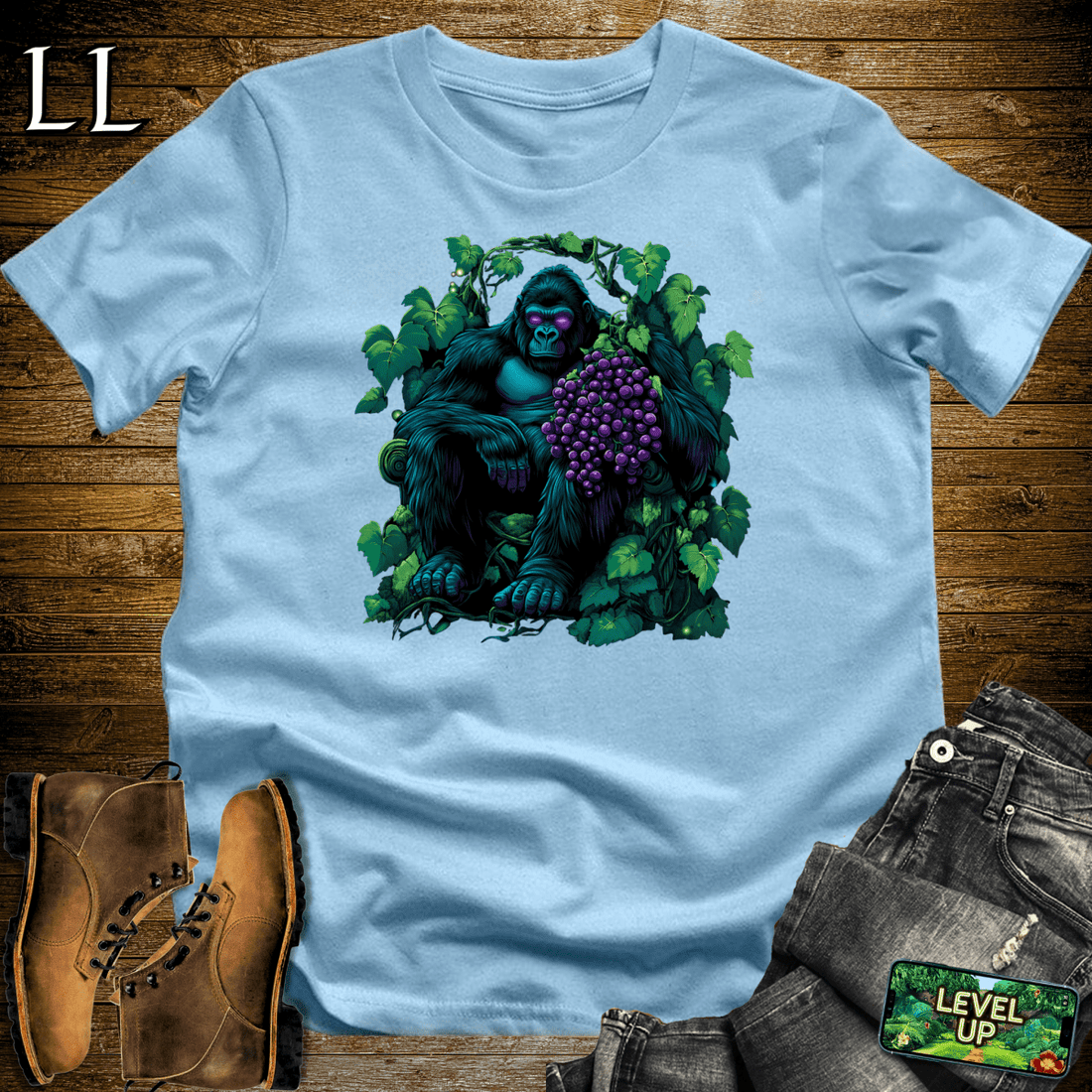 Grape Gorilla Softstyle Tee Light Blue | Wine Lover Shirt