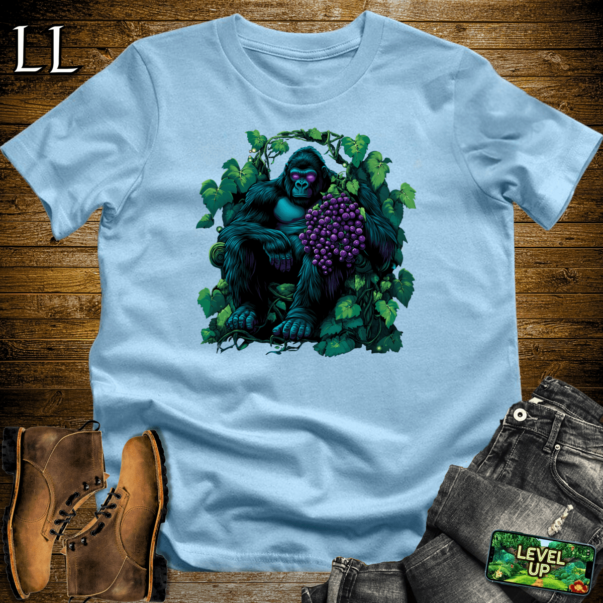 Grape Gorilla Softstyle Tee Light Blue | Wine Lover Shirt