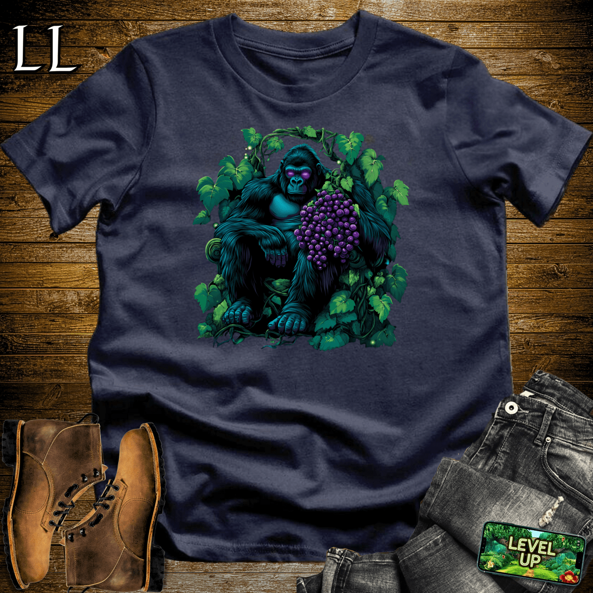 Grape Gorilla Softstyle Tee Navy | Wine Lover Shirt